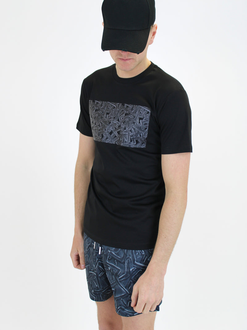 Kids Black / Black Abstract T-Shirt