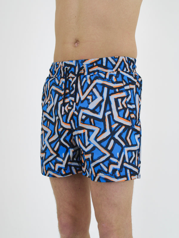 Blue Abstract Swim Shorts