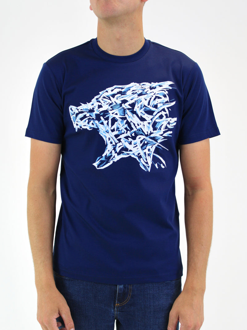 Navy Abstract Wolf T-Shirt