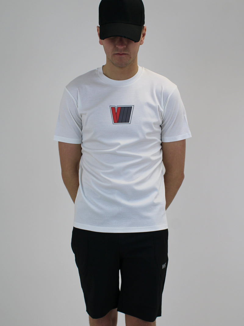 White / Orange V8 T-Shirt