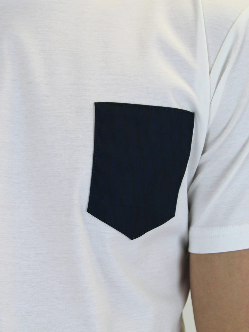 Kids White / Navy WT Pocket T-Shirt