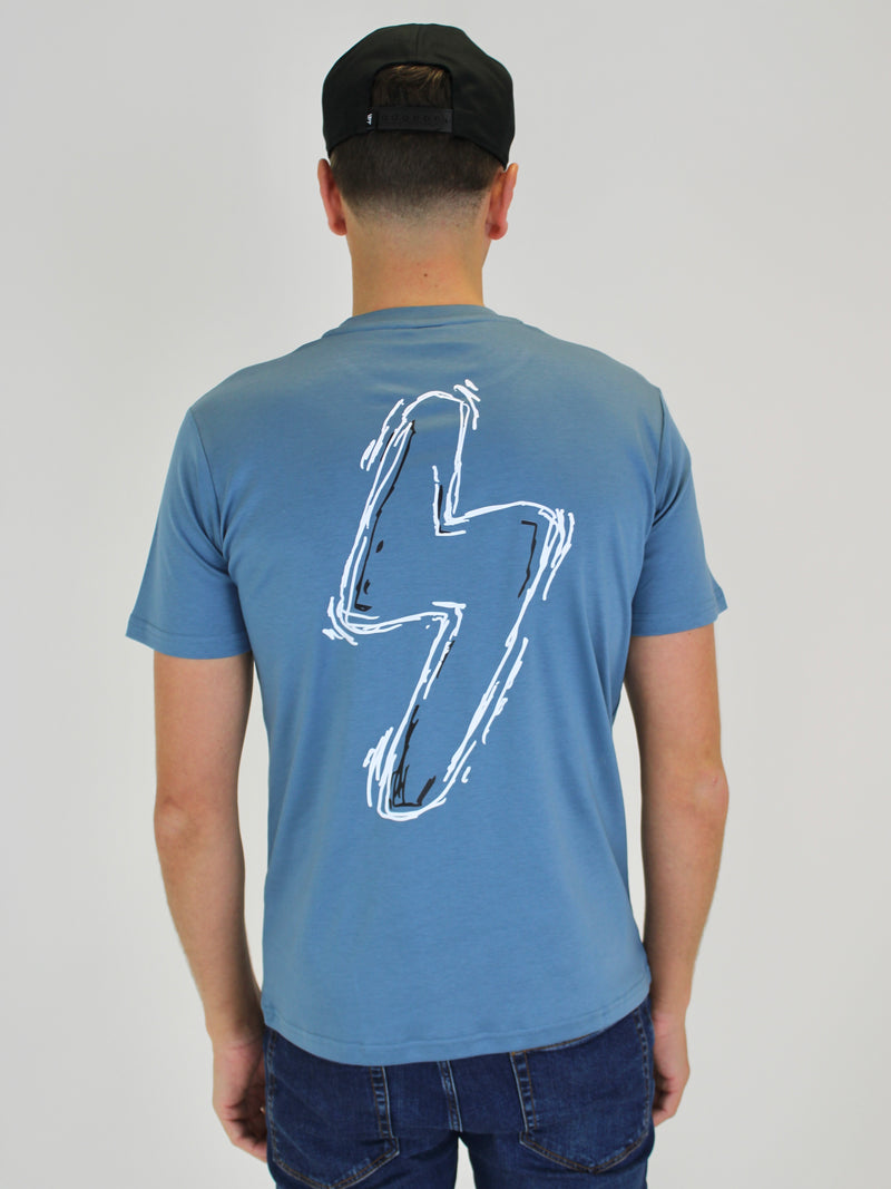 Kids Petrol Blue Sketch Bolt T-Shirt