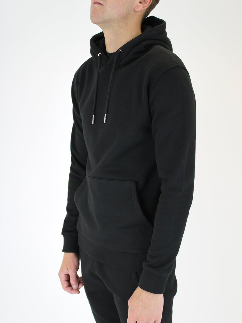 Kids Plain Black Essential Hoodie