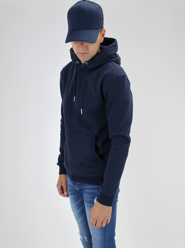 Plain Fleeced Navy Hoodie