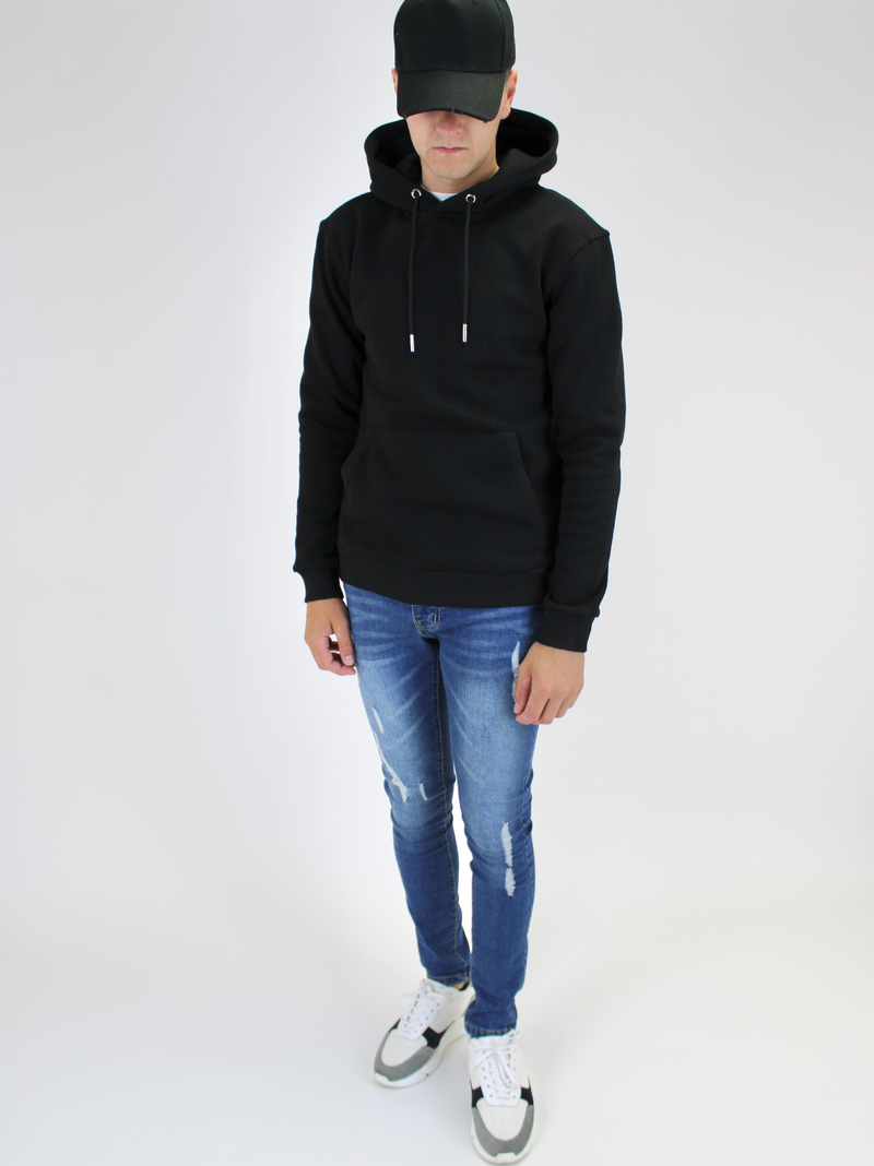 Plain Fleeced Black Hoodie