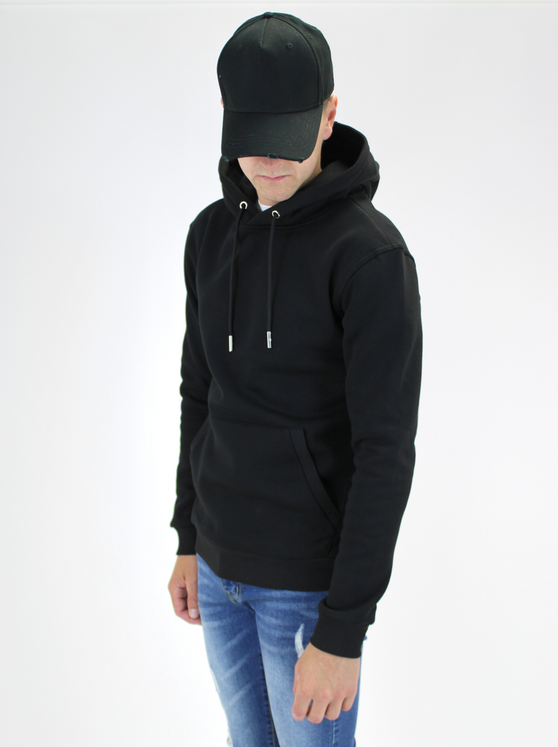 Plain Fleeced Black Hoodie