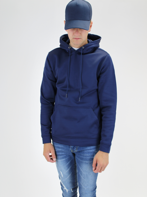 Plain Poly Navy Hoodie