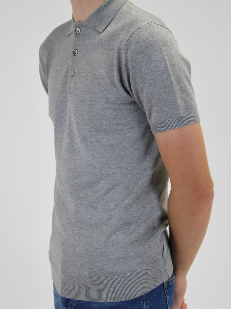 Grey Knitted Polo Shirt