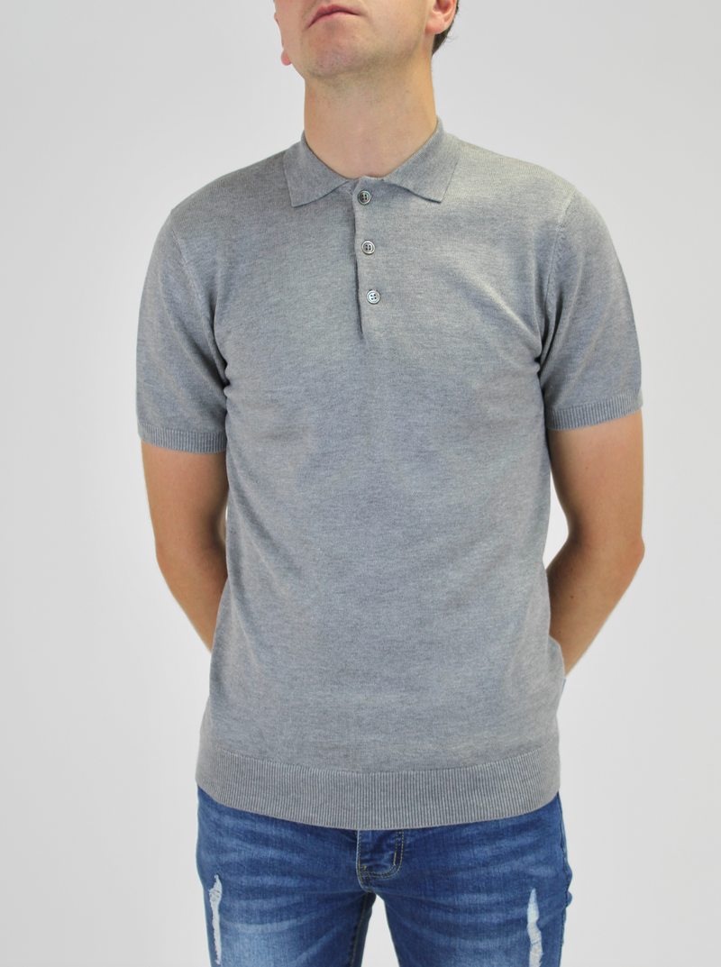 Grey Knitted Polo Shirt